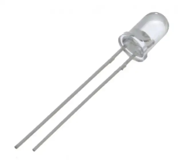 Through-hole 5mm LEDs in assorted colours, the component form used on custom boards