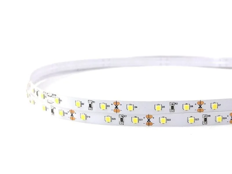 Flexible LED strip on a reel, SMD emitters at regular spacing with cut points marked between them